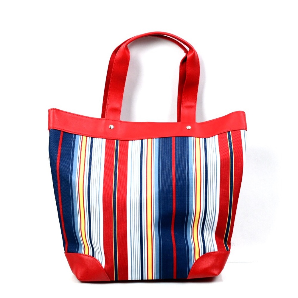 New Macy’s Striped Shopping Tote colorful